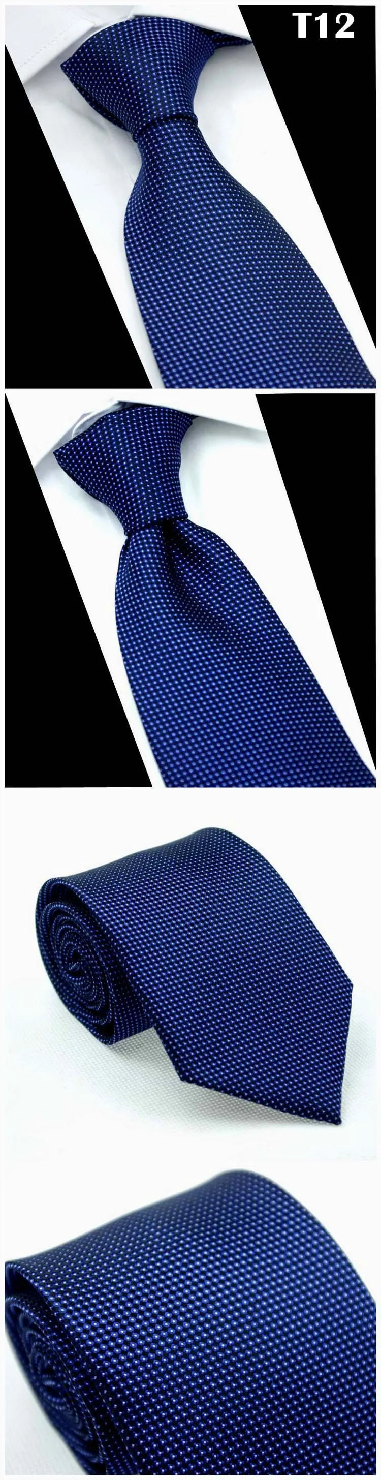 Men Formal Wear Business Tie Purplish Blue Sapphire Blue Striped Plaid Tie