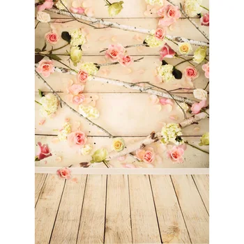 

Vinyl Custom Photography Backdrops Prop Flower and wood planks Theme Photography Background LCJD-179