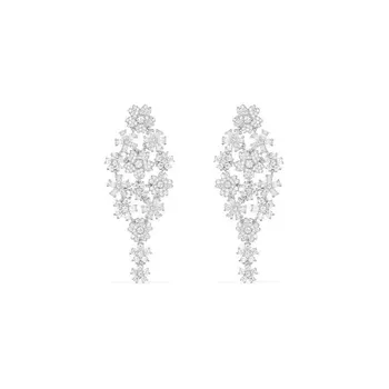 

Brand New Design Crystal Butterfly Flower Earring Famous 925 sterling silver long tassel Full AAA Zircons Earrings Women jewelry