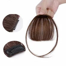 Halo Lady Dark Brawn Клип В челке человеческие волосы плоская воздушная бахрома челка невидимые перуанские волосы части не-Реми замена волос парик