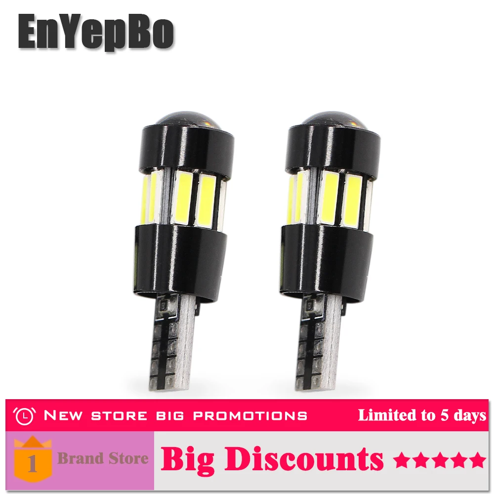 

2x T10 W5W LED 194 168 Bulb 10SMD 7020 Canbus No Error Parking Light Trunk Lamp Car Interior Lighting for BMW E46 Audi A4