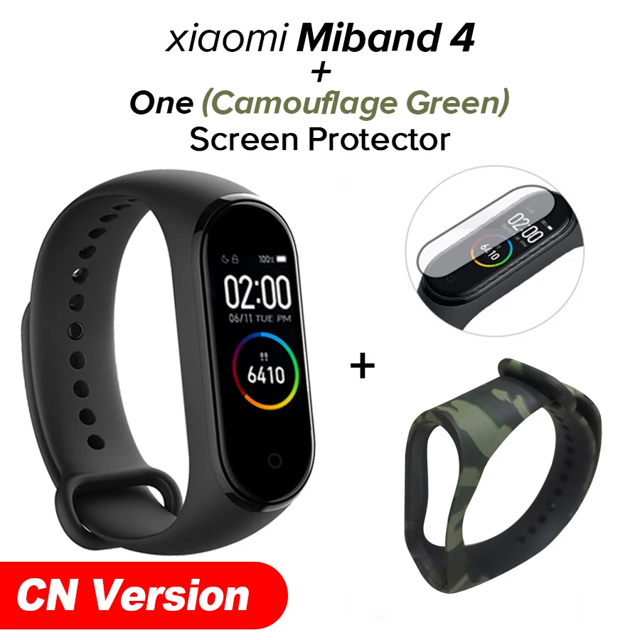 Camou Green N Film Xiaomi Mi-браслет 4 новейший Xiaomi Mi-браслет 4 браслет 3 цвета сердечный ритм фитнес 135 мАч цветной экран Bluetooth 5,0 - Цвет: Camou Green N Film