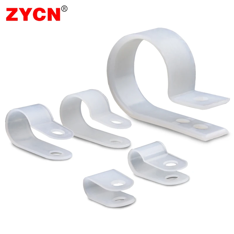 Findfly 250Pcs 7 Sizes White Nylon R-type Cable Clamp Cable Organizer Cord Clips 