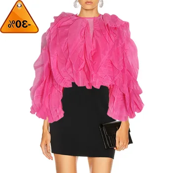 

Spring Blouses 2020 Fashion Streetwear Wave Ruffles Chiffon Blouse Women Blusas Lady Shirt Top