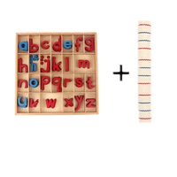 Montessori Early Educational Toys Wood Mobile Alphabet Box English Blue/ Red Letters Pieces Preschool Teaching Aids Activities 1