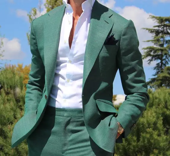 Latest Coat Pant Designs Green Men Suit Slim Fit Tuxedo 2 Piece Fashion Blazer Casual Custom Simple Party Suits Terno Masculino | Мужская