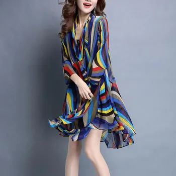 

JAYCOSIN Ladies loose shawl chiffon jacket women's spring floral print casual elegant women beach long-sleeved design jacket