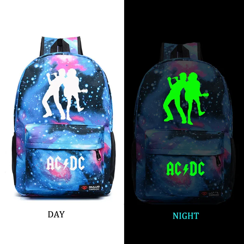 style2 blue AC/DC noctilucous школьный ремень сумки Рюкзак Студенческая Школьная Сумка Повседневный рюкзак для мужчин и женщин рюкзак - Цвет: style2 blue