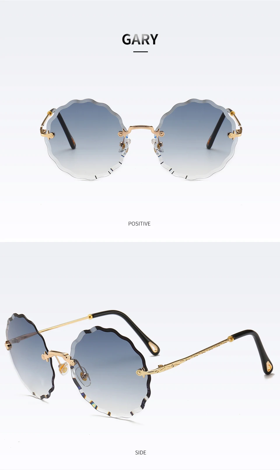 Роскошные круглые солнцезащитные очки для женщин, брендовые дизайнерские солнцезащитные очки без оправы для женщин, модные солнцезащитные очки Rosie