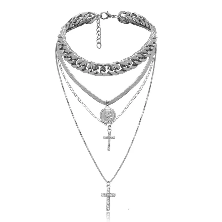 Готическое многослойное массивное толстое ожерелье с цепочкой, женский воротник, панк Кристалл, крест, змея, колье, ожерелье, праздничные украшения, стимпанк