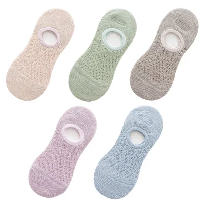 5 Pairs/Set Women Silicone non-slip invisible Socks Summer Solid Color Mesh Ankle Boat Socks Female Cotton Slipper No show Socks warm socks for women Women's Socks