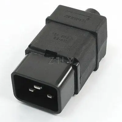 

Plastic AC 250V 16A C20 Male Inlet Plug Power Cable Connector Adapter