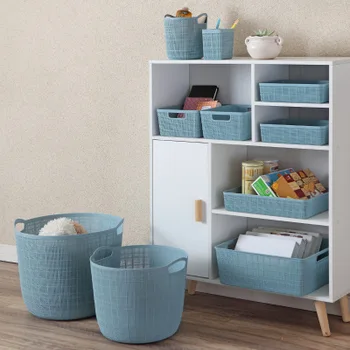 

Rattan Laundry Basket Plastic Trash Can Toy Storage Organizer Pencil Pot Pen Holder Makeup Brush Container Vegetable Fruit Racks