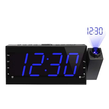 

Fashion-Projection Alarm Clock with FM Radio, 7inch LED Digital Ceiling Display, Sleep Timer, 180°Projector, Desk/Shelf Clock wi