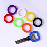 8Pcs Random Color Hollow Silicone Key Cap Covers Topper Key Holder Elastic Keyring Rings Key Case Bag Organizer Wallets 2021 new 1