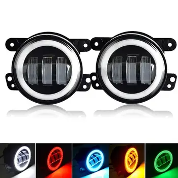 

2PCS 4Inch Round Led Fog Lights 30W 6000K White Halo Ring DRL Off Road Fog Lamps For Jeep Wrangler JK TJ LJ Grand Cherokee