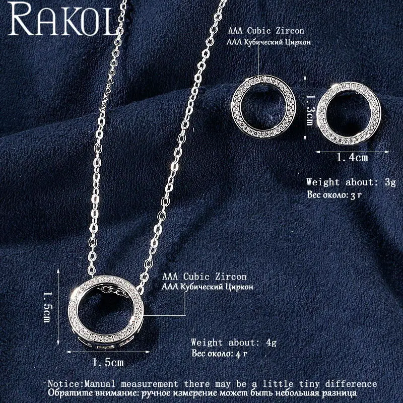 RAKOL мода классический кубический цирконий ожерелье Подвески Серьги Комплекты украшений для женщин платье аксессуары юбилей подарок RS2067