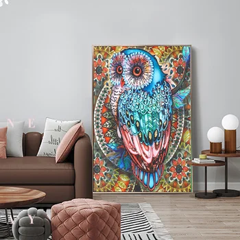 

5D Diy Daimond Painting Cross-stitch Cartoon Red Owl Christmas 3D Diamond Painting Special-Shaped Rhinestone Painting Gift