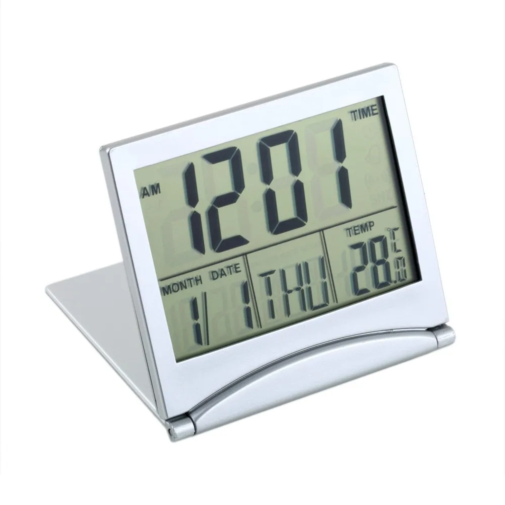 1 шт. календарь будильник дисплей дата время температура гибкий мини стол Цифровой ЖК-дисплей крышка термометра поиск настольные часы