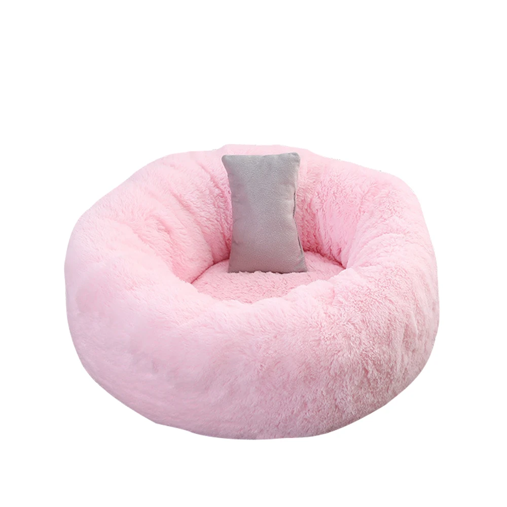 A-Pink1 Коврик для питомца кошки, кровати собаки, Круглый зимний теплый домик для кошки, гнезда, мягкая длинная плюшевая в форме кошки, коврики, подстилки для питомца, собачья Конура, кровать с подушкой для кошек - Цвет: A-Pink1