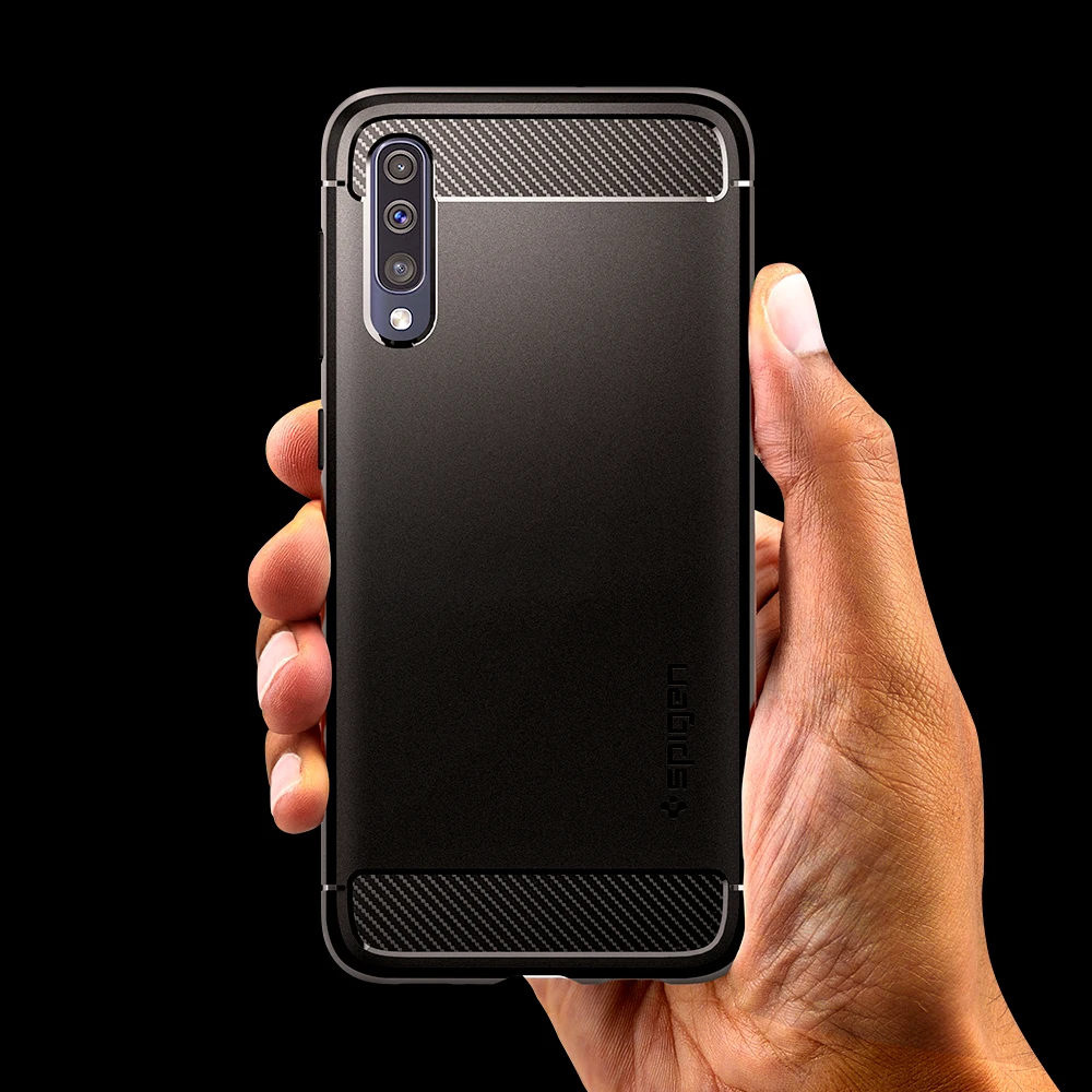 Spigen Rugged Armor Case for Samsung Galaxy A50 / A50s Matte Black Flexible TPU Anit-Slip Drop Resistance Case 611CS26199