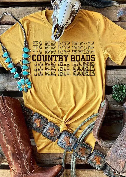 "Take Me Home Country Roads" para mujer, ropa divertida de moda, camiseta de veraniego, tops, envío directo - AliExpress Ropa mujer