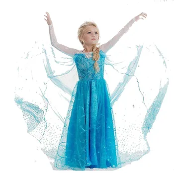 

Costume Elsa Anna 2 Christmas Halloween Girl Princess Cospaly Dress Children Birthday Party Snow Queen Clothing For Girls Dress