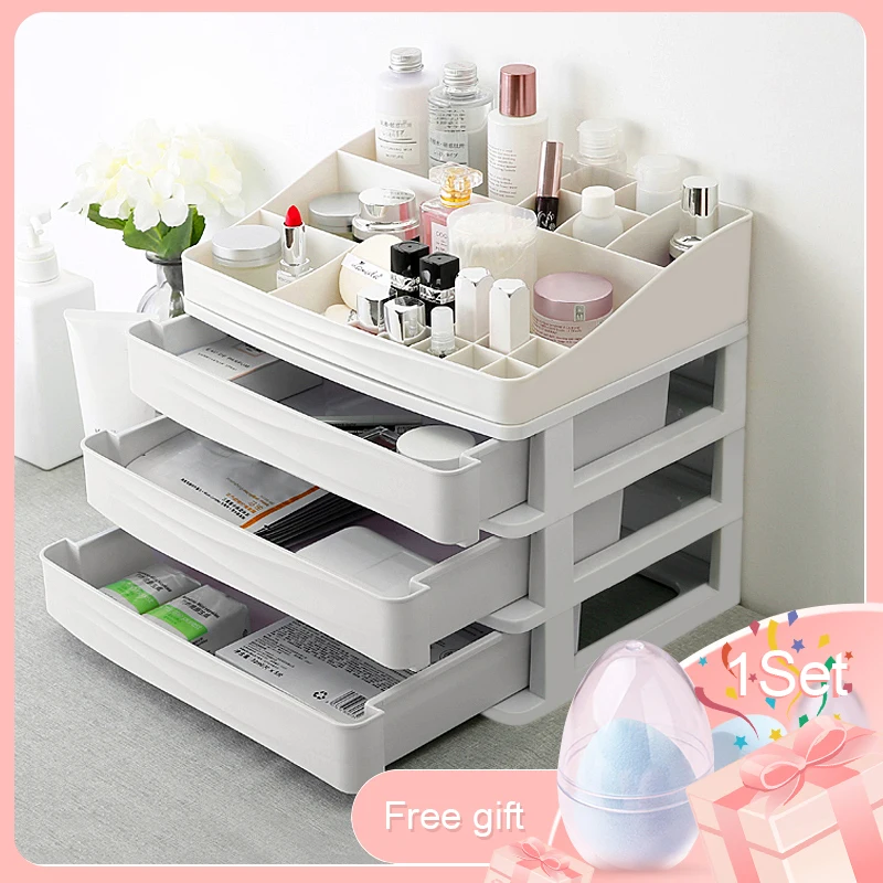 Plastic Cosmetic Drawer Makeup Organizer Jewelry Container Storage Box DIY Multi-layer Nail Casket