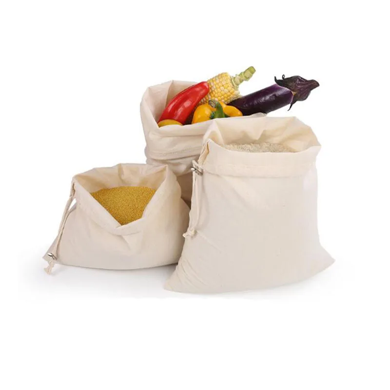 

2PCS Reusbale Produce Bags Det for Fruit Vegetable Bread Zero-waste Popular Cotton Eco friendly Biodegradable Products