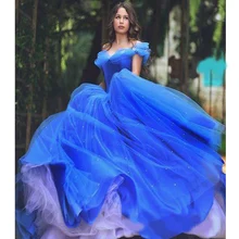 Бальные платья Золушки Голубое Бальное Платье с открытыми плечами пышные фатиновые платья для выпускного вечера на шнуровке милое 16 торжественное платье Said Mh