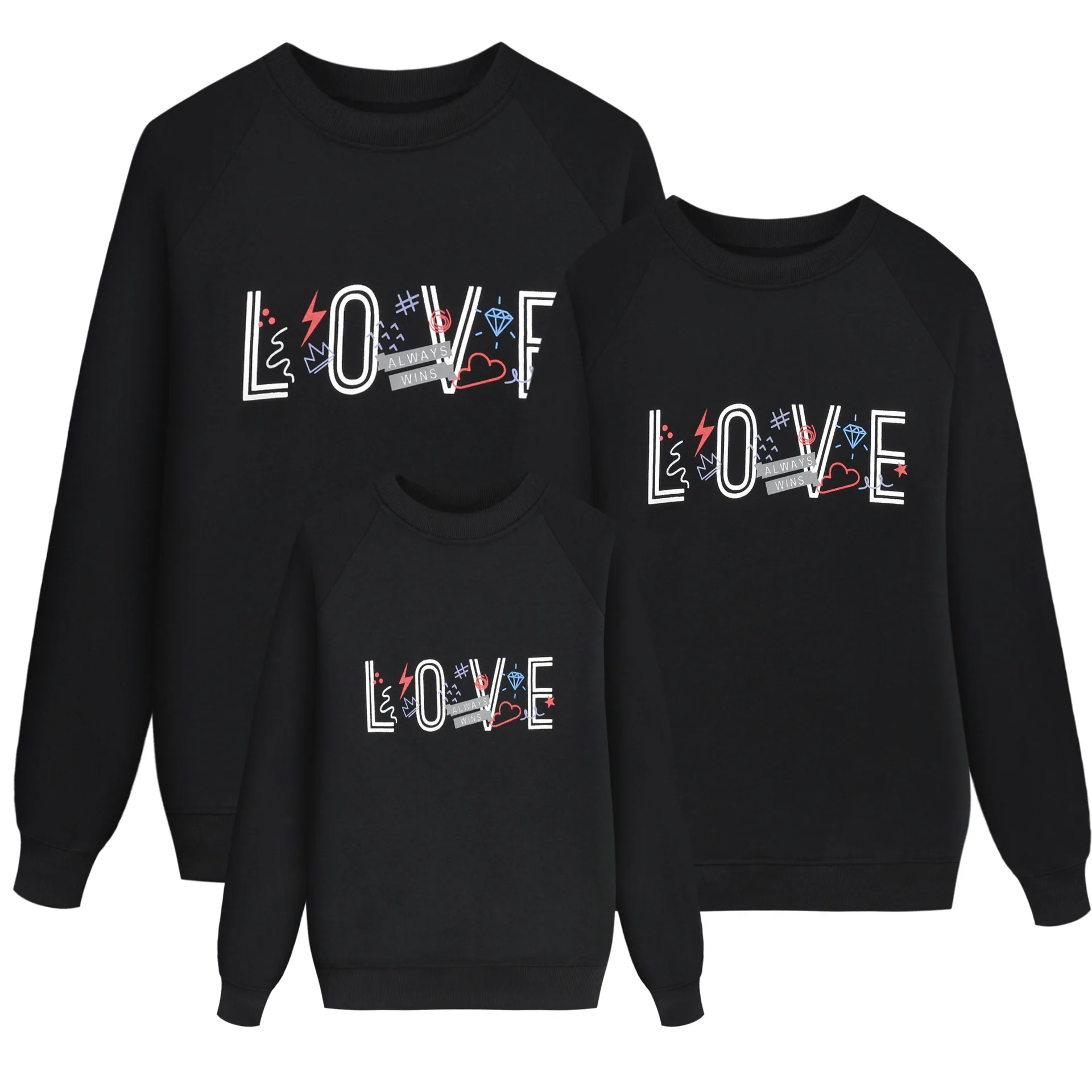 

Family Christmas Sweaters 2019 Winter Mom Father Daughter Son Love Letter Print Sweatshirts Mother And Me Family Look Clothes