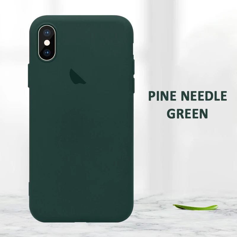 Официальный жидкий силиконовый чехол для iphone 7 8 6 6S Plus XR, Ультратонкий чехол с логотипом для iphone 11 pro XS Max X 7, чехол - Цвет: Pine Green