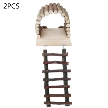 

Wood Hamster Climbing Ladder Chew Toy Syrian Hamster Rest Pavilion Exercise Toy