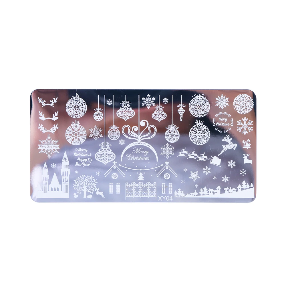 1 шт рождественские шаблоны для дизайна ногтей снежные цветы олень шар изображения штамповки пластины год дизайн полировка Инструменты для печати SAXY01-08 - Цвет: XY04