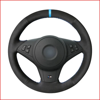 

DIY Black Suede Light Blue Marker Steering Wheel Cover for BMW E60 M5 2005-2008 E63 E64 Cabrio M6 2005 2006 2007 2008 2009 2010