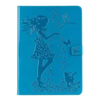 

Girl Cat Embossed Paint Case For Samsung Galaxy Tab E 9.6 T560 T561 funda cover For Samsung Tab E 9.6 inch tablet case+Film