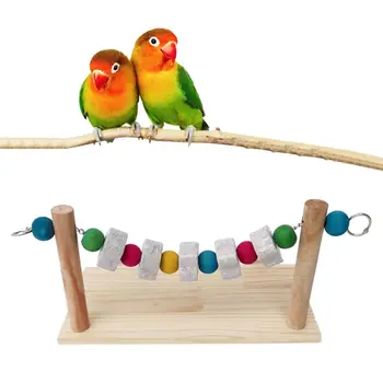 

Hamster Wood Stand Platform with Chewing Toys Teeth Grinding Stones for Mouse