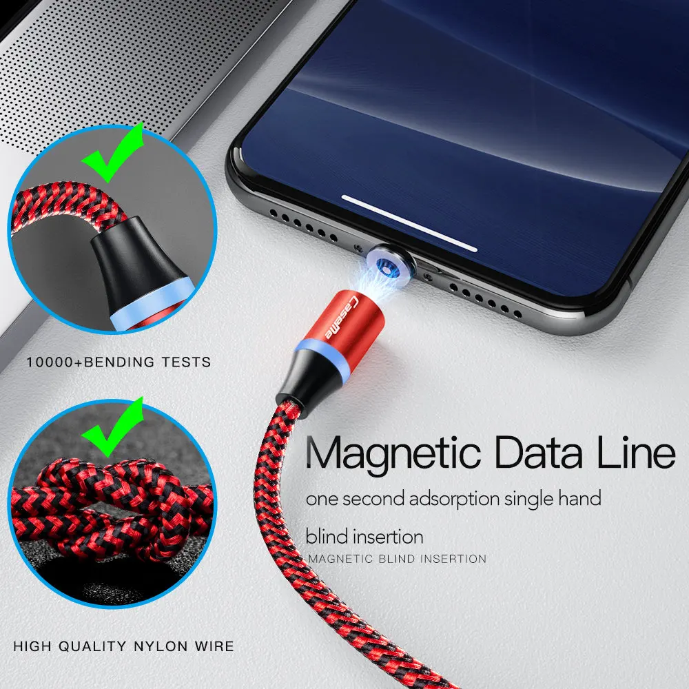 Магнитный кабель Micro USB для iPhone Lighting Cable 1 м быстрая зарядка Type C Samsung Xiaomi Huawei