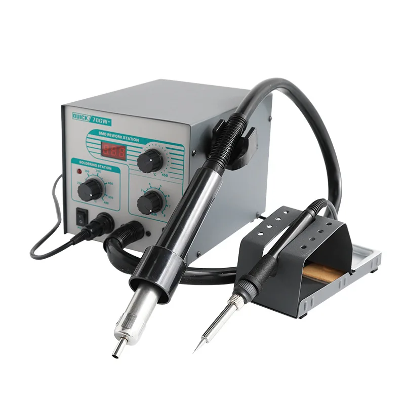

digital display hot air gun constant temperature lead-free soldering irons two in one soldering station QUICK 706W+ 110V/220V