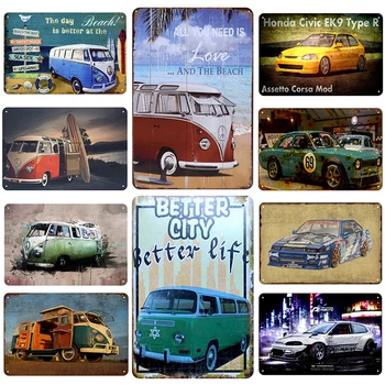 

WW Bus Plaque Metal Vintage Tin Sign Pin Up Shabby Chic Decor Metal Signs Vintage Bar Decoration Metal Poster Pub Metal Plate