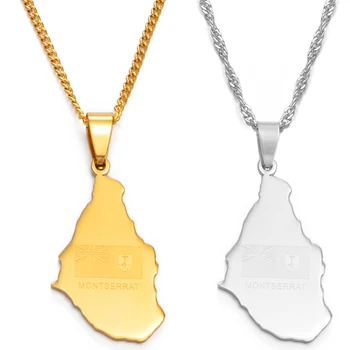 

Anniyo Map of Montserrat United Kingdom Pendant and Thin Chain Necklaces Stainless Steel Montserrat Maps Jewelry Gifts #054621
