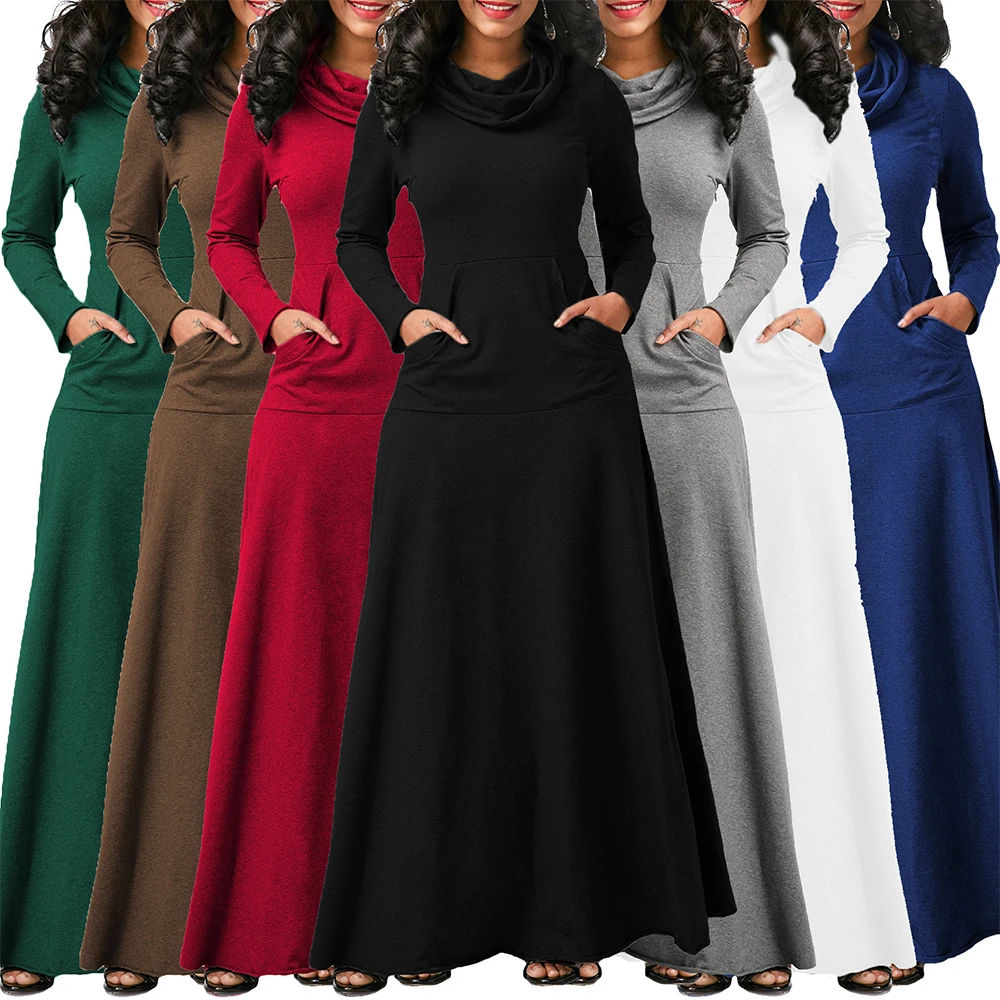 Oten muslim women abaya vestido sólido árabe