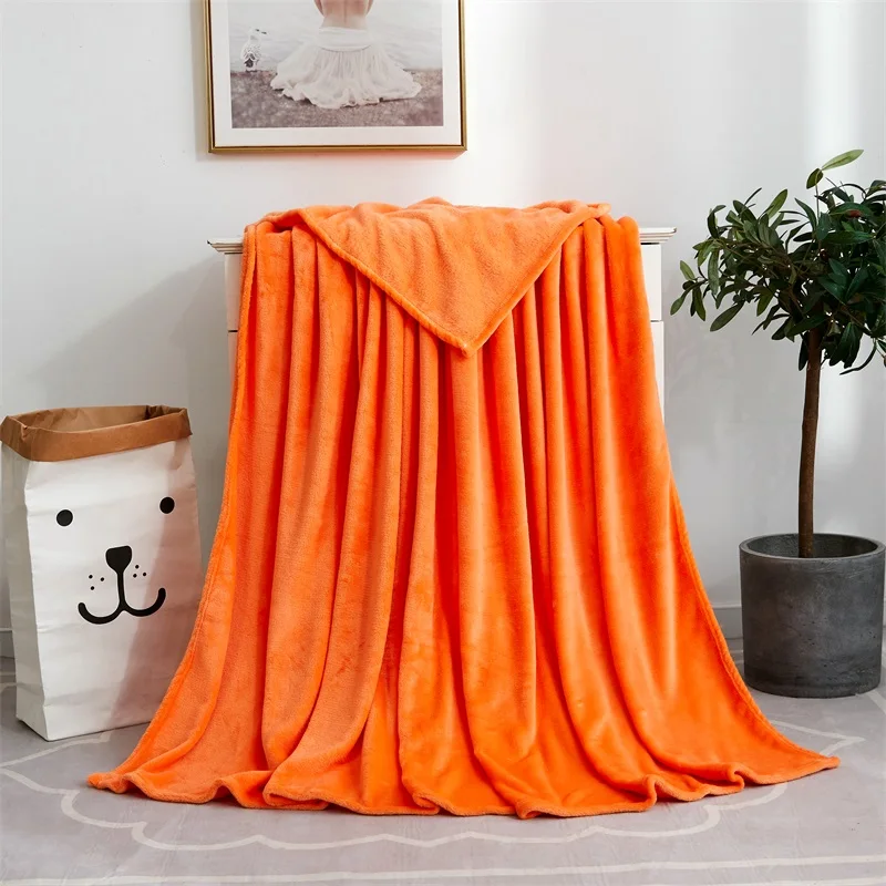 Горячая Распродажа теплый домашний текстиль одеяло фланель тяжелое одеяло Супермягкие Одеяла Пледы на диван/кровать/путешествия Твердые покрывало большой - Цвет: Orange