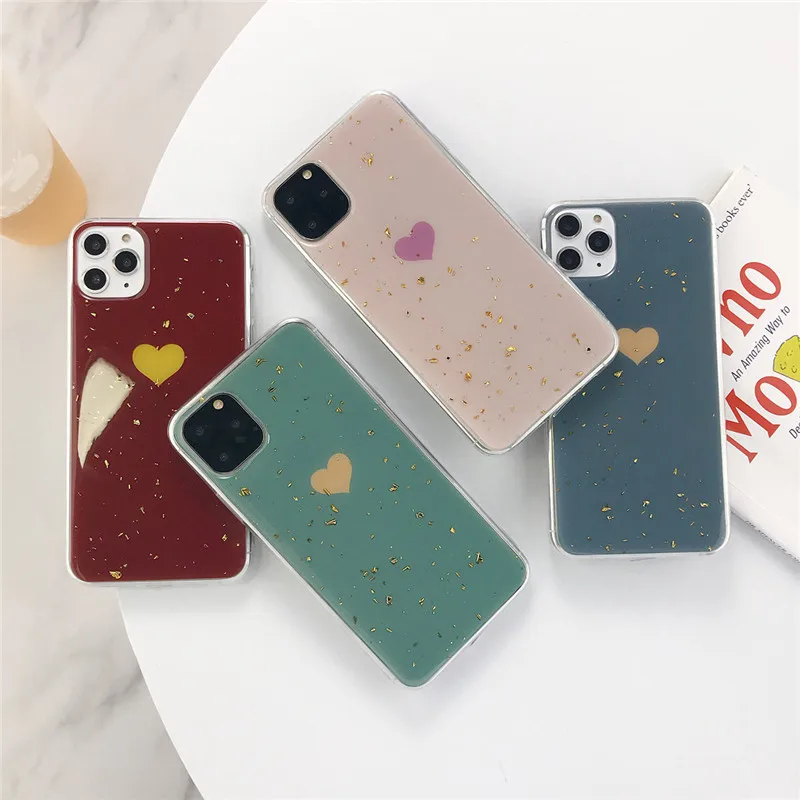 Lovebay, сплошной цвет, лазерное сердце, чехлы для телефонов iPhone 11, 11Pro, XS Max 6, 6 S, 7, 8 Plus, X, XR, мягкий, симпатичный, из ТПУ, задняя крышка, чехол, подарки