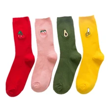 Милые мультфильм Фрукты Банан авокадо печати женские носки корейский Harajuku вышивка счастливые забавные носки Длинные Calcetines Mujer