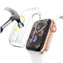 Чехол s для apple watch 4 5 Чехол apple watch band 44 мм 40 мм iwatch 3 2 band 42 мм 38 мм HD Защитная крышка для экрана водонепроницаемый бампер
