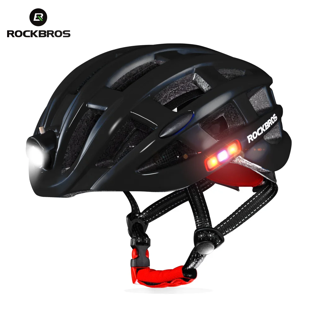 Baratos ROCKBROS casco de luz para bicicleta casco de bicicleta resistente al agua casco de bicicleta de carga USB casco de ciclismo moldeado intergralmente accesorios de bicicleta de carretera MTB