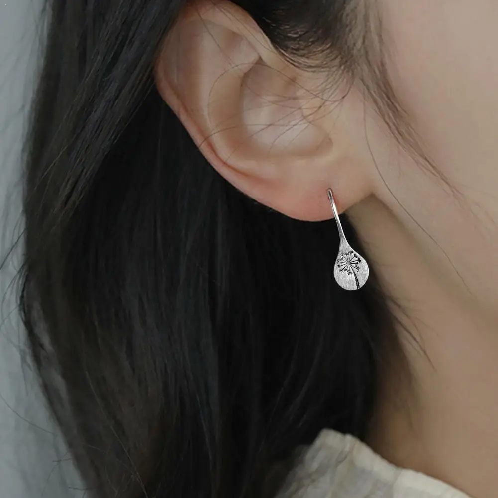 

Simple Silver Color Dandelion Earrings For Women Engagement Earring Wedding Statement Jewelry S9G4