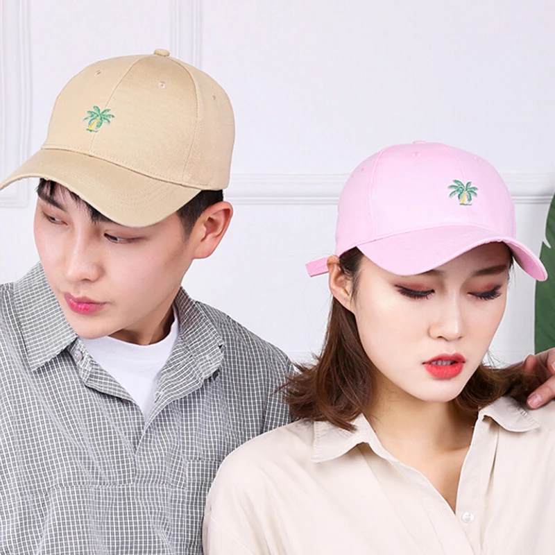 Summer Baseball Cap Cotton Mens Hat Coconut Tree Embroidered Unisex Women Men Hats Snapback Hip Hop Hat
