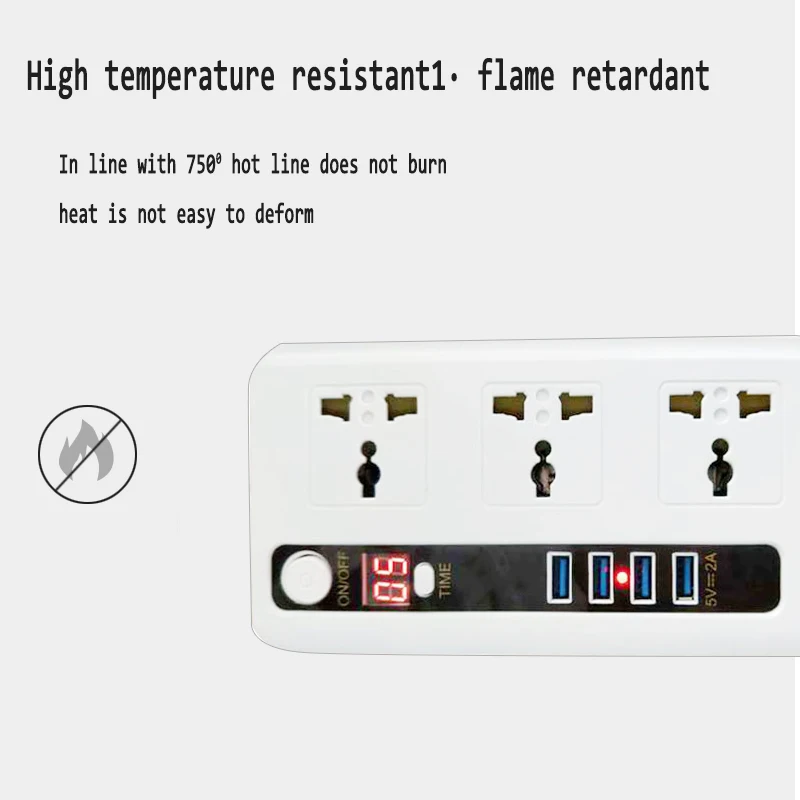 Плата питания розетка с таймером Вилка европейского стандарта 3AC Soquete multifuncional universal Porta de carregamento 4USB Cabo de extensão 2M Tomada elétrica